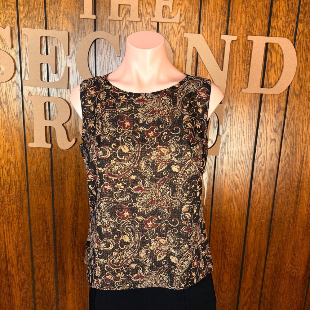Brown Paisley Boho Top Emma James Reversible Women 6 Pebble Granola Western